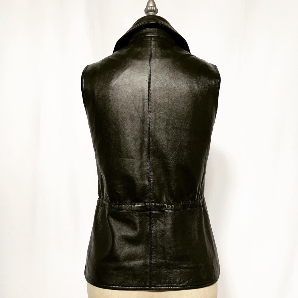 Vintage 90’s Black Leather Vest - Picture 4 of 8